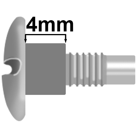 legatoria TesteProlungate vitiSepolte, NICHELATE, 4mm prolunga di 4 mm, testa diametro 10mm, consente di prolungare le viti sepolte di 4 millimetri, lunghezza filetto 7,5mm.
