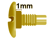 legatoria TesteProlungate vitiSepolte, OTTONATE, 1mm prolunga di 1 mm, testa diametro 10mm, consente di prolungare le viti sepolte di 1 millimetro, lunghezza filetto 7,5mm.