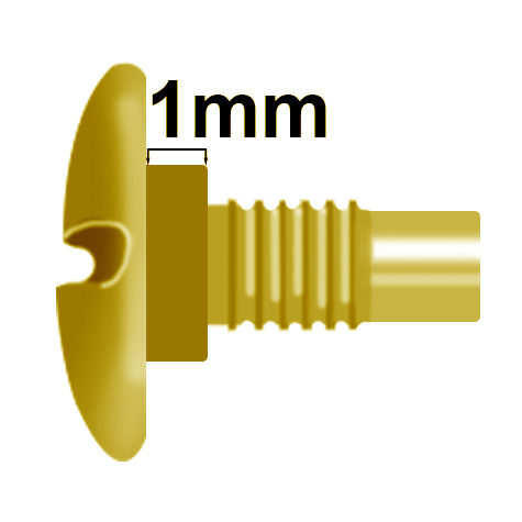 legatoria TesteProlungate vitiSepolte, OTTONATE, 1mm prolunga di 1 mm, testa diametro 10mm, consente di prolungare le viti sepolte di 1 millimetro, lunghezza filetto 7,5mm.