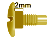 legatoria TesteProlungate vitiSepolte, OTTONATE, 2mm prolunga di 2 mm, testa diametro 10mm, consente di prolungare le viti sepolte di 2 millimetri, lunghezza filetto 7,5mm LEG4039