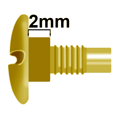 legatoria TesteProlungate vitiSepolte, OTTONATE, 2mm prolunga di 2 mm, testa diametro 10mm, consente di prolungare le viti sepolte di 2 millimetri, lunghezza filetto 7,5mm.
