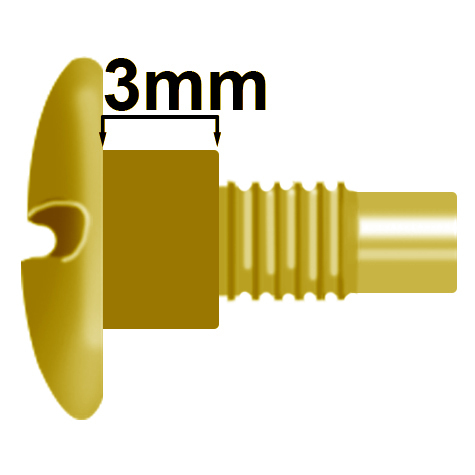 legatoria TesteProlungate vitiSepolte, OTTONATE,  3mm prolunga di 3 mm, testa diametro 10mm, consente di prolungare le viti sepolte di 3 millimetri, lunghezza filetto 7,5mm.