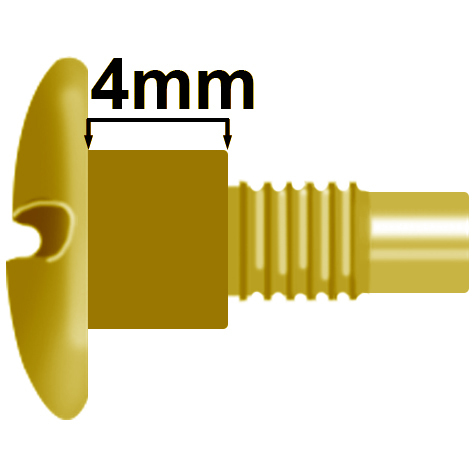 legatoria TesteProlungate vitiSepolte, OTTONATE,  4mm prolunga di 4 mm, testa diametro 10mm, consente di prolungare le viti sepolte di 4 millimetri, lunghezza filetto 7,5mm.