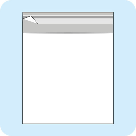 legatoria Sacchetto polipropilene orientato (OPP) 200x200mm TRASPARENTE, in polipropilene (OPP) da 30 micron, con patella da 30mm e banda autoadesiva di chiusura sul lato corto.