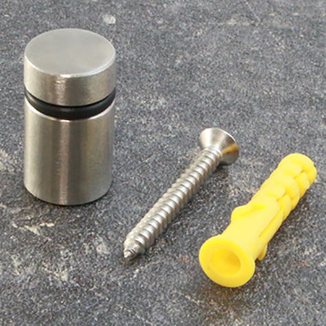 legatoria Distanziatore inox 20mm, diametro 20mm In acciaio inossidabile, diametro 20 mm, distanza dal muro 20 mm, adatti per pannelli di spessore compreso tra 2-15 mm.
