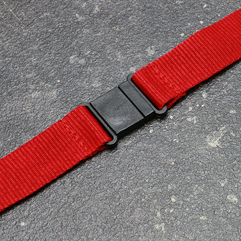 legatoria Cordoncino daCollo, portabadge estraibile, ROSSO con moschettone, fibbia in plastica e chiusura di sicurezza, cordoncino largo 20mm, lunghezza aperto 800mm.