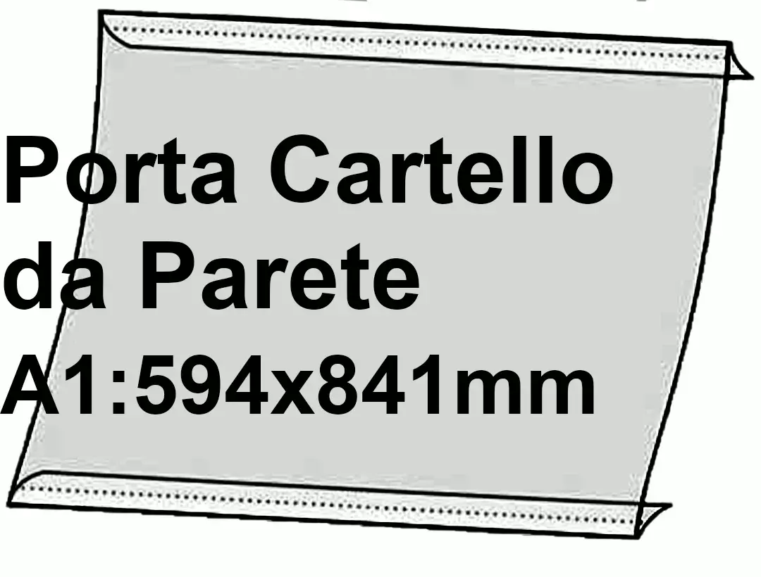 legatoria PortaLocandinaAutoadesivo A1orizzontale 594x841mm PortaCartello TRASPARENTE, con 2 strip ADESIVI, formato A1 (594x841mm). In PVC rigido da 400 micron antiriflesso.