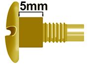 legatoria TesteProlungate vitiSepolte, OTTONATE,  5mm prolunga di 5 mm, testa diametro 10mm, consente di prolungare le viti sepolte di 5 millimetri, lunghezza filetto 7,5mm.