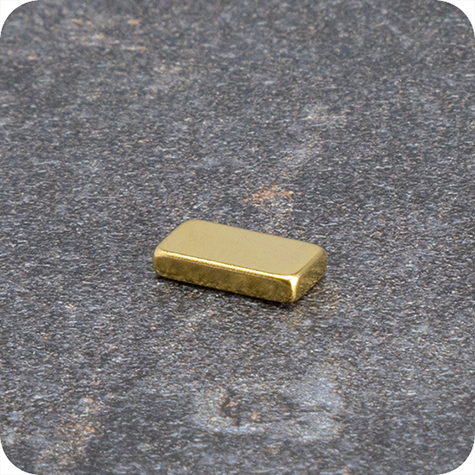 legatoria Calamita rettangolare. 10x5x2mm ORO. Calamita rettangolare in neodimio, grado magnetico N50 (forza di attrazione 1200g).