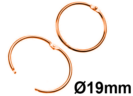 legatoria Anelli apribili metallo RAMATO 19mm RAMATO. Diametro interno: 19mm, diametro esterno 23,7mm, spessore filo: 2,35mm.