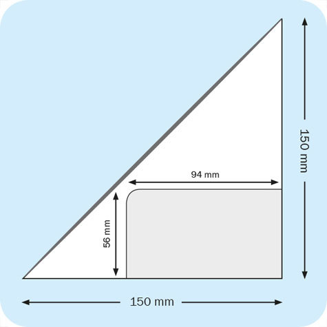 legatoria Tasca triangolare autoadesiva con portabiglietti, 150x150mm Corner pocket. Busta triangolare isoscele adesiva in vinile trasparente (colla acrilica trasparente) da applicare sul lato destro, con bustina portabiglietti da visita 94x56mm aperta su 2 lati.