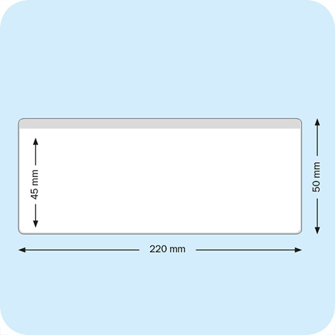 legatoria Busta con magneti, 220x45mm BLU. Dimensione busta 220x45mm. Dimensione massima foglio 213x43mm. Con 2 strip magnetici 200x15mm. Apertura sul lato lungo. Foglio superiore In PVC morbido da 180micron. Foglio inferiore in PVC rigido da 300micron.