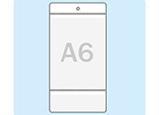 legatoria Busta a U. foro 105x148mm(A6) TRASPARENTE, foro 3mm, in PVC morbido da 180 micron. Aperta sul lato corto. Contiene fogli formato A6 (105x148mm). Formato esterno (115x230mm) con alla base tasca aggiuntiva 45x115mm  LEG4241