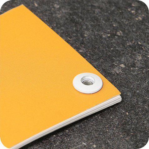 legatoria Viti sepolte rilegatura verniciate 2.5mm BIANCO, in metallo verniciato, lunghezza 2.5mm. Testa diametro 10mm, tubetto diametro 5mm, una testa fissa ed una mobile. Per lunghezza, si intende la distanza INTERNA tra le due teste, che corrisponde allo spessore del volume da rilegare.