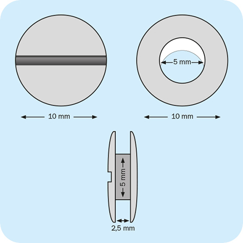 legatoria Viti sepolte rilegatura verniciate, 2.5mm NERO, in metallo verniciato, lunghezza 2.5mm. Testa diametro 10mm, tubetto diametro 5mm, una testa fissa ed una mobile. Per lunghezza, si intende la distanza INTERNA tra le due teste, che corrisponde allo spessore del volume da rilegare.