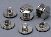 legatoria Viti sepolte rilegatura, NICHELATE 3mm lunghezza mm 3, testa diametro 10mm, tubetto diametro 5mm, una testa fissa ed una mobile. Per lunghezza, si intende la distanza INTERNA tra le due teste, che corrisponde allo spessore del volume da rilegare.