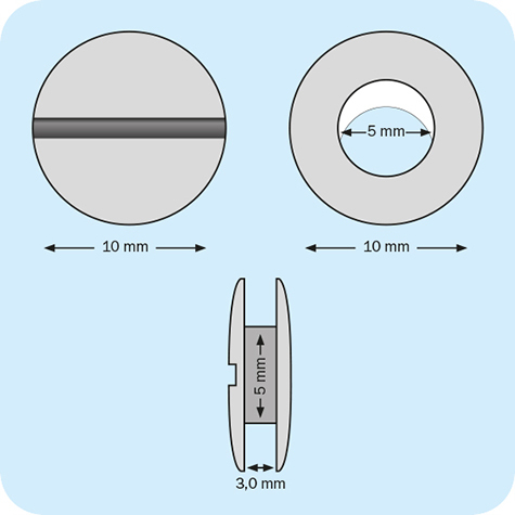 legatoria Viti sepolte rilegatura, RAMATE, 3mm lunghezza 3mm, testa diametro 10mm, tubetto diametro 5mm, una testa fissa ed una mobile. Per lunghezza, si intende la distanza INTERNA tra le due teste, che corrisponde allo spessore del volume da rilegare.