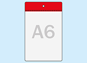 legatoria Busta a U. foro 105x148mm(A6) ROSSO, con lato sporgente e con foro da 5mm per lappensione, in PVC morbido da 140 micron, aperta sul lato corto. Contiene fogli formato A6 (10,5x14,85cm). Formato esterno (115x157mm) LEG4266