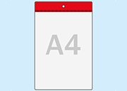 legatoria Busta a U. foro 210x297mm(A4) ROSSO, con lato sporgente e con foro da 5mm per lappensione, in PVC morbido da 140 micron, aperta sul lato corto. Contiene fogli formato A4 (21x30cm). Formato esterno 220x340mm. Senza patella di chiusura LEG4273