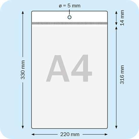 legatoria Busta a U. foro 210x297mm(A4) GIALLO, con lato sporgente e con foro da 5mm per lappensione, in PVC morbido da 140 micron, aperta sul lato corto. Contiene fogli formato A4 (21x30cm). Formato esterno 220x340mm. Senza patella di chiusura.
