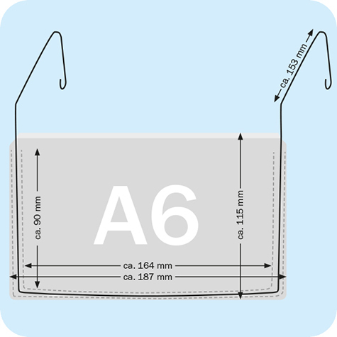 legatoria Busta rinforzata. 187x115 lato lungo TRASPARENTE, con rinforzi metallici 153mm, senza pattella di chiusura, aperta sul lato lungo, in PVC flessibile 140 micron, per inserire fogli formato A6.