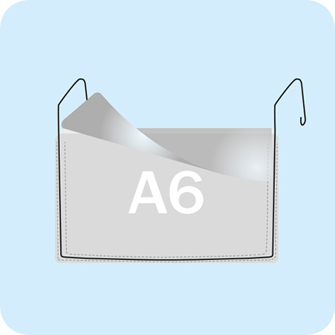 legatoria Busta rinforzata. 187x115 lato lungo TRASPARENTE, con rinforzi metallici 24mm, con pattella di chiusura, aperta sul lato lungo, in PVC flessibile 140 micron, per inserire fogli formato A6.