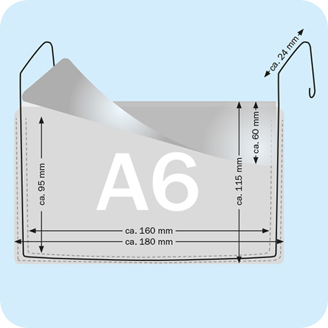 legatoria Busta rinforzata. 187x115 lato lungo TRASPARENTE, con rinforzi metallici 24mm, con pattella di chiusura, aperta sul lato lungo, in PVC flessibile 140 micron, per inserire fogli formato A6.