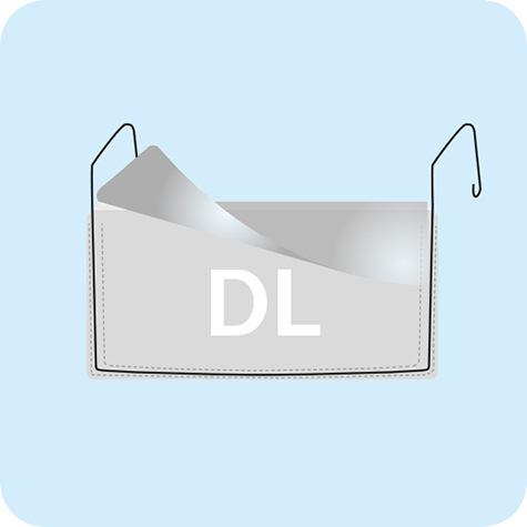 legatoria Busta rinforzata. 245x124 lato lungo TRASPARENTE, con rinforzi metallici, con pattella di chiusura, aperta sul lato lungo, in PVC flessibile 140 micron, per inserire fogli formato 222x78mm.