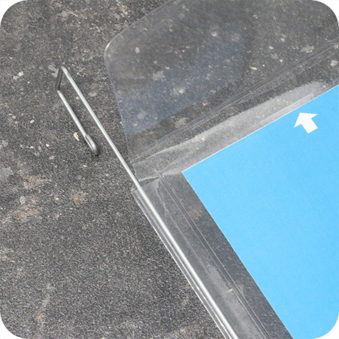 legatoria Busta rinforzata. 245x124 lato lungo TRASPARENTE, con rinforzi metallici, con pattella di chiusura, aperta sul lato lungo, in PVC flessibile 140 micron, per inserire fogli formato 222x78mm.