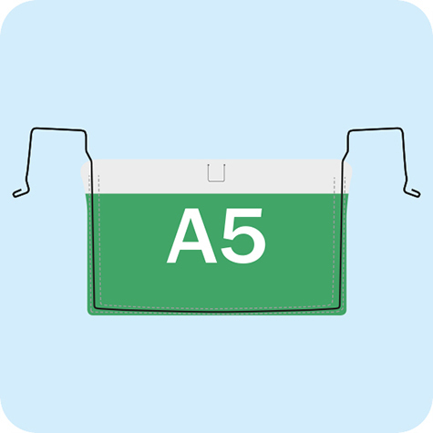 legatoria Busta rinforzata. A5 lato lungo VERDE TRASPARENTE, con rinforzi metallici, senza pattella di chiusura, aperta sul lato corto, in PVC flessibile 140 micron, per inserire fogli formato A5 (148x210cm).