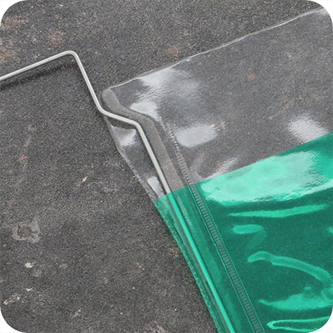 legatoria Busta rinforzata. A5 lato lungo VERDE TRASPARENTE, con rinforzi metallici, senza pattella di chiusura, aperta sul lato corto, in PVC flessibile 140 micron, per inserire fogli formato A5 (148x210cm).