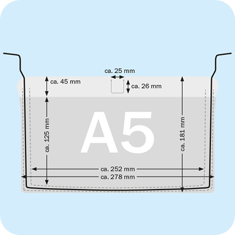 legatoria Busta rinforzata. A5 lato lungo VERDE TRASPARENTE, con rinforzi metallici, senza pattella di chiusura, aperta sul lato corto, in PVC flessibile 140 micron, per inserire fogli formato A5 (148x210cm).