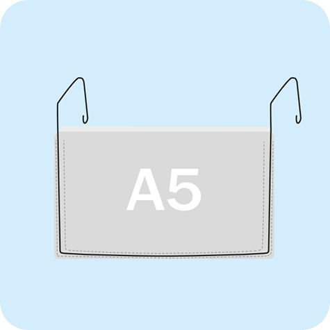 legatoria Busta rinforzata. A5 lato lungo TRASPARENTE, con rinforzi metallici, senza pattella di chiusura, aperta sul lato corto, in PVC flessibile 140 micron, per inserire fogli formato A5 (148x210cm).