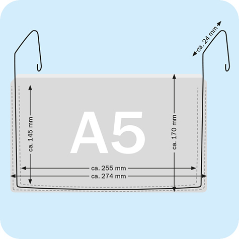 legatoria Busta rinforzata. A5 lato lungo TRASPARENTE, con rinforzi metallici, senza pattella di chiusura, aperta sul lato corto, in PVC flessibile 140 micron, per inserire fogli formato A5 (148x210cm).