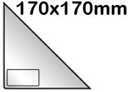 legatoria Tasca triangolare autoadesiva con portabiglietti, 170x170mm Corner pocket. Busta triangolare isoscele adesiva in vinile trasparente (colla acrilica trasparente) da applicare sul lato sinistro, con bustina portabiglietti da visita 100x60mm aperta solo in alto leg42