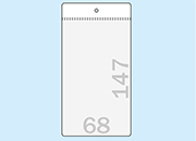 legatoria Busta U. foro. 68x147mm TRASPARENTE, con lato sporgente e con foro da 5mm per lappensione, in PCV morbido da 140 micron, aperta sul lato corto. Formato esterno 77x157mm. Senza patella di chiusura LEG4315