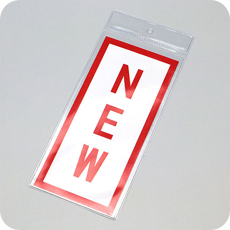 legatoria Busta U. foro. 68x147mm TRASPARENTE, con lato sporgente e con foro da 5mm per l�appensione, in PCV morbido da 140 micron, aperta sul lato corto. Formato esterno 77x157mm. Senza patella di chiusura.