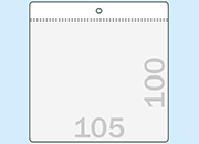 legatoria Busta U. foro. 105x100mm TRASPARENTE, con lato sporgente e con foro da 5mm per lappensione, in PCV morbido da 180 micron, aperta sul lato corto. Formato esterno 114x110mm. Senza patella di chiusura LEG4319