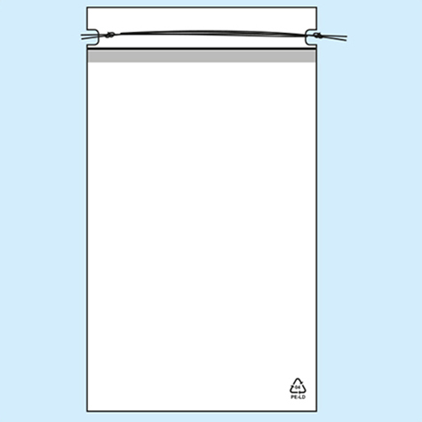 legatoria Sacchetto chiusura a laccio. 300x470mm TRASPARENTE, in polietilene da 50 micron, aperto sul lato corto.