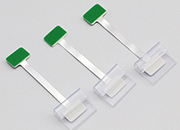 legatoria Supporto per cartelli Wobbler, 75x5-15mm ALLUMINIO pieghevole. Con una estremit autoadesiva in schiuma di polietilene e supporto laterale per binario scanner nell'altra estremit LEG4332