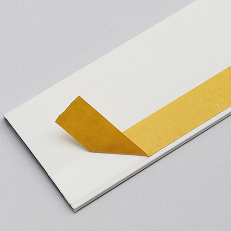 legatoria Binario porta prezzo 30x1000mm TRASPARENTE a fondo BIANCO, autoadesivo in PVC.