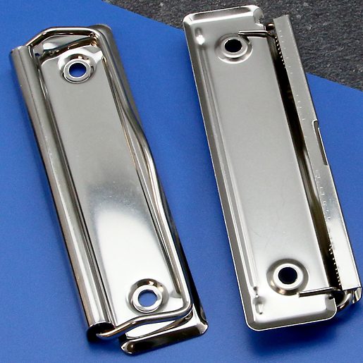 legatoria Molletta fermacarta 100x30mm NICHELATA, contiene fino a 100 fogli (10mm), interasse rivetti 73mm. rivetti non inclusi.