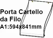 legatoria PortaLocandinaAppendivile A1Verticale 594x841mm PortaCartello TRASPARENTE, con 2 FORI per appensione (5mm), formato A1 (594x841mm). In PVC rigido da 400 micron antiriflesso.