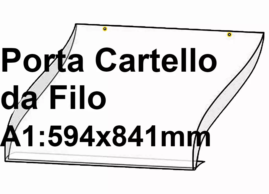 legatoria PortaLocandinaAppendivile A1orizzontale 594x841mm PortaCartello TRASPARENTE, con 2 FORI per appensione (5mm), formato A1 (594x841mm). In PVC rigido da 400 micron antiriflesso.
