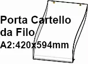 legatoria PortaLocandinaAppendivile A2Verticale 420x594mm PortaCartello TRASPARENTE, con 2 FORI per appensione (5mm), formato A2 (420x594mm). In PVC rigido da 400 micron antiriflesso2 LEG4394