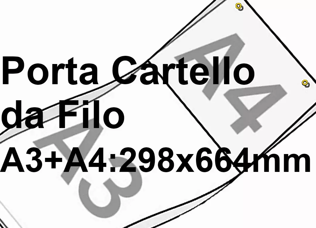 legatoria PortaLocandinaAppendibile A3eA4  298x664mm PortaCartello TRASPARENTE, con 2 FORI per appensione (5mm). Per inserire verticalmente formati A3 (297x420mm) e orrizzontalmente formati A4(210x297mm). In PVC rigido da 400 micron LEG4397