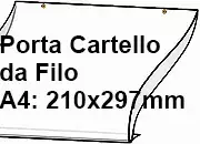 legatoria PortaLocandinaAppendivile Orizzontale 210x297mm PortaCartello TRASPARENTE, con 2 FORI per appensione (5mm), formato A4 (210x297mm). In PVC rigido da 400 micron antiriflesso.