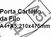 legatoria PortaLocandinaAppendibile A4eA5 210x475mm PortaCartello TRASPARENTE, con 2 FORI per appensione (5mm). Per inserire verticalmente formati A4 (210x297mm) e orrizzontalmente formati A5 (210x148mm). In PVC rigido da 400 micron LEG4399