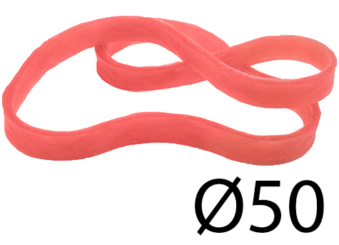 legatoria Elastici a fascetta diametro 50mm ROSSO, sezione 1x5mm, dimensioni stese 5x80mm LEG4412