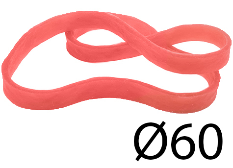 legatoria Elastici a fascetta diametro 60mm ROSSO, sezione 1x5mm, dimensioni stese 5x95mm LEG4413